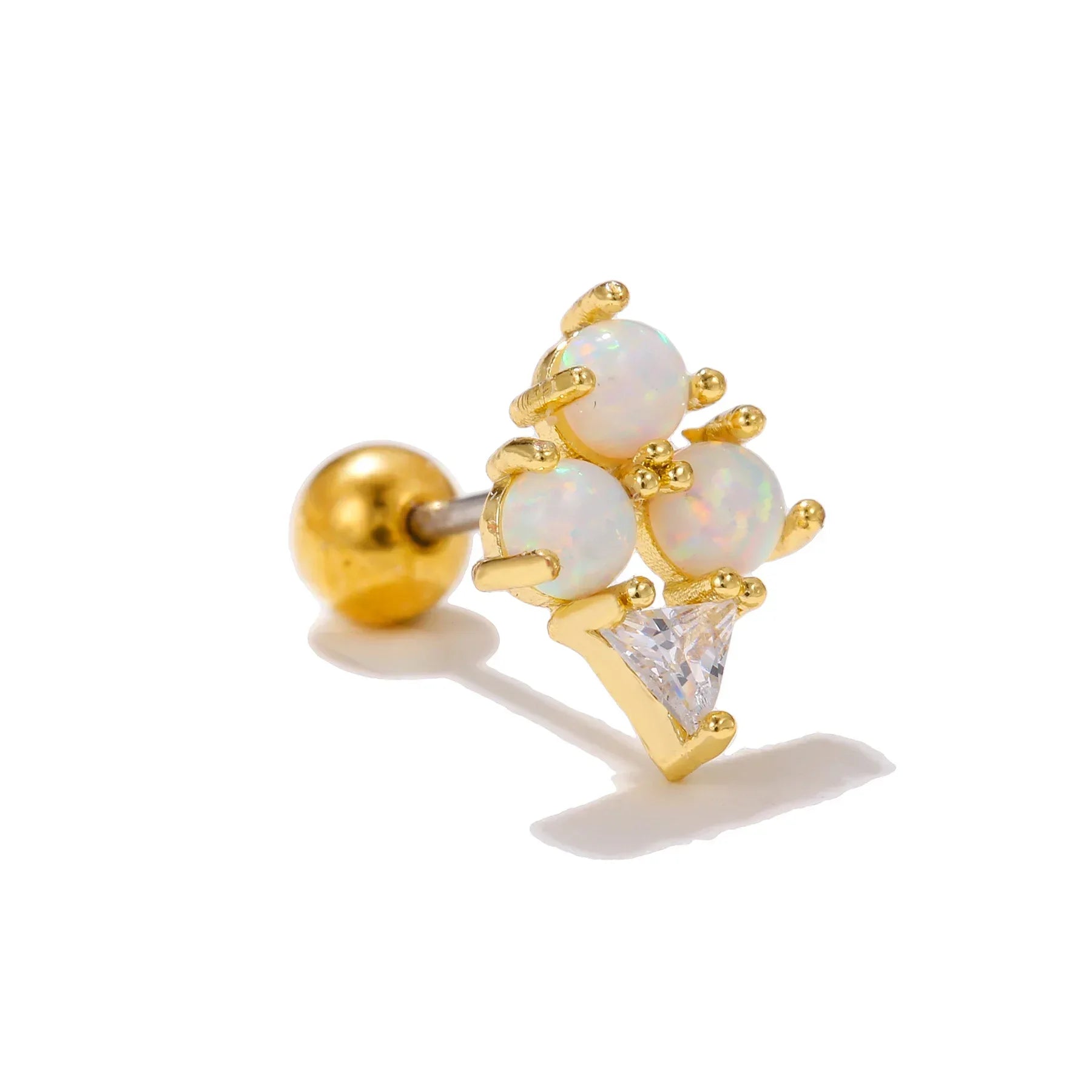 Colorful Opal Titanium Steel Stud Earrings - Viexta
