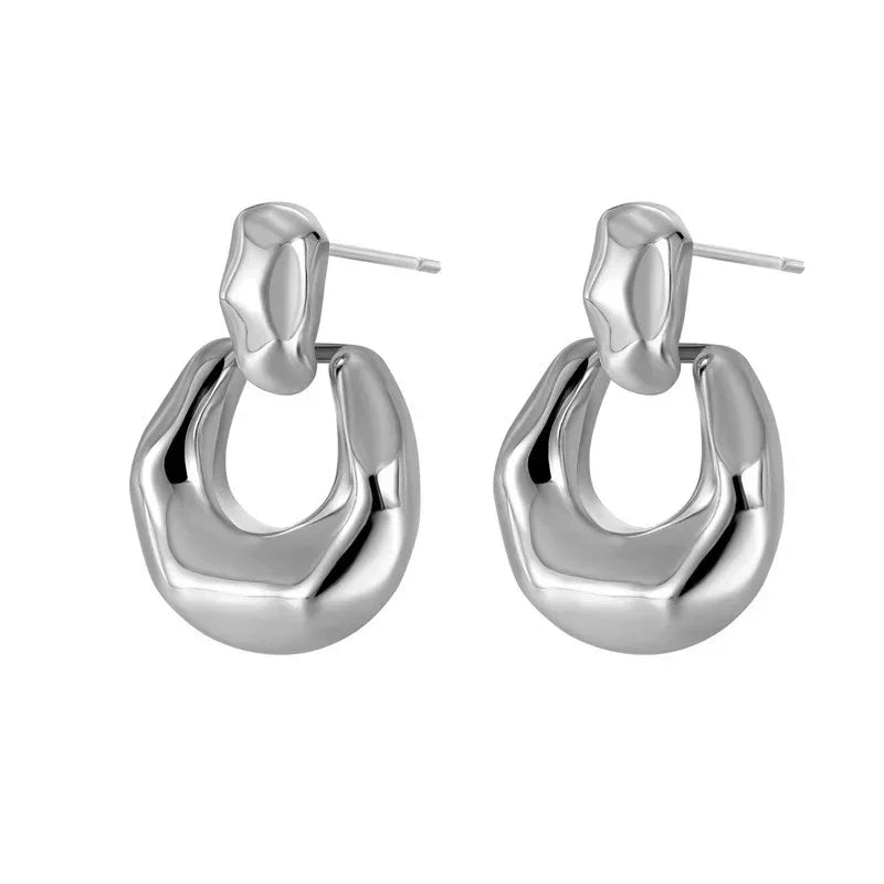 18K Retro Irregular Three-dimensional Geometric Stud Earrings - Viexta