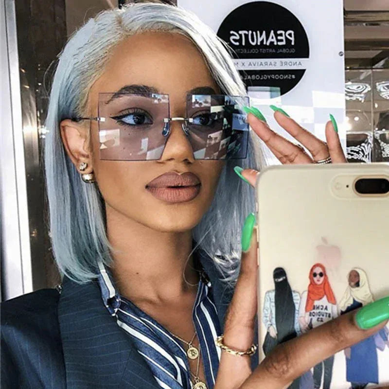 new-square-rimless-metal-sunglasses - Viexta