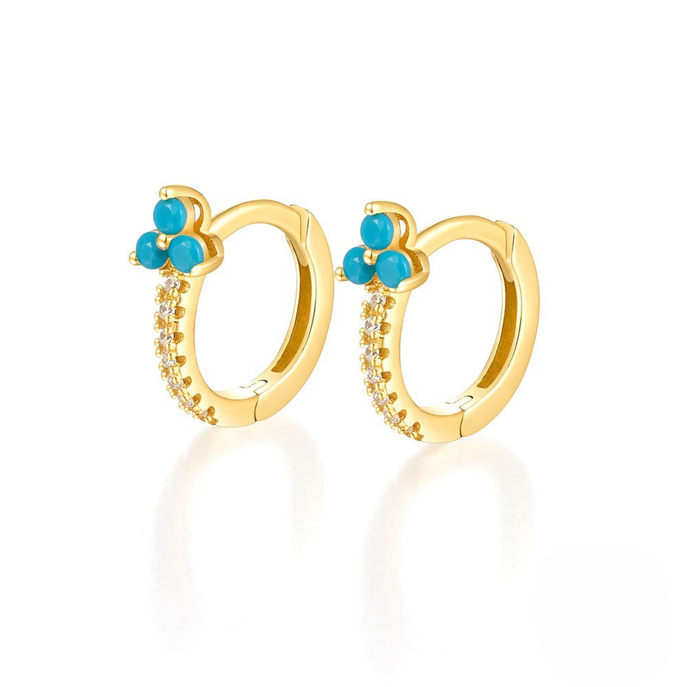 Color Zircon Flower Earrings