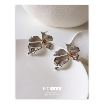 Metal Flower Petal Earrings