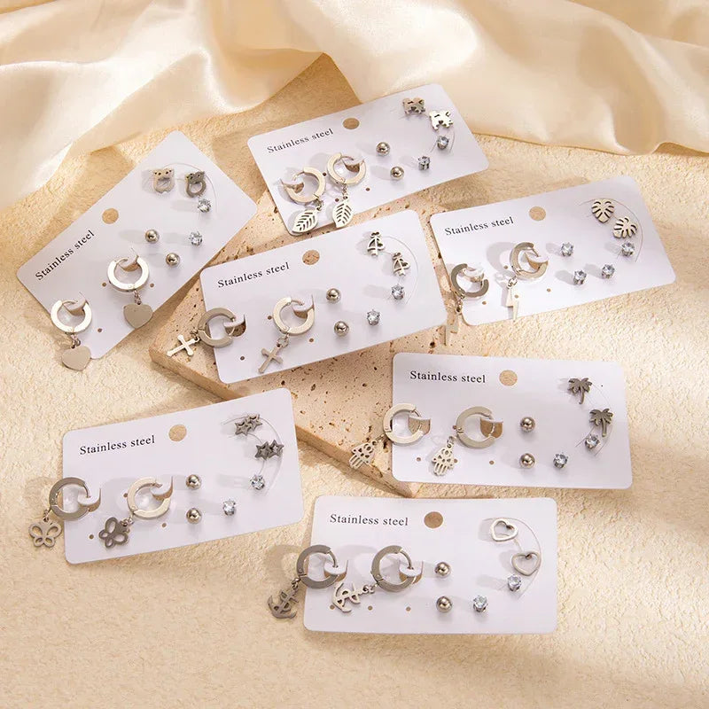 Titanium Steel Earrings Set - Viexta