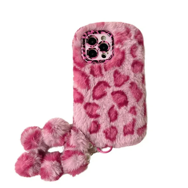 personalized-leopard-print-winter-plush-iphone-case - Viexta