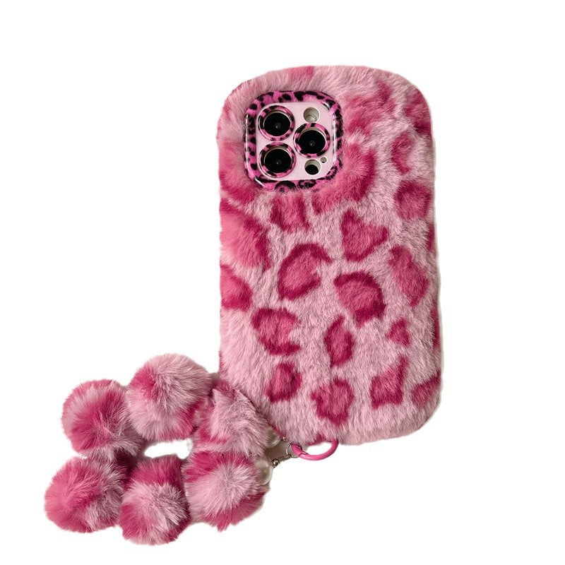 personalized-leopard-print-winter-plush-iphone-case
