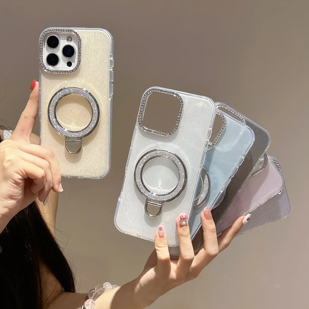 Epoxy Gradient Glitter With Rotating Bracket iPhone Cases - Viexta