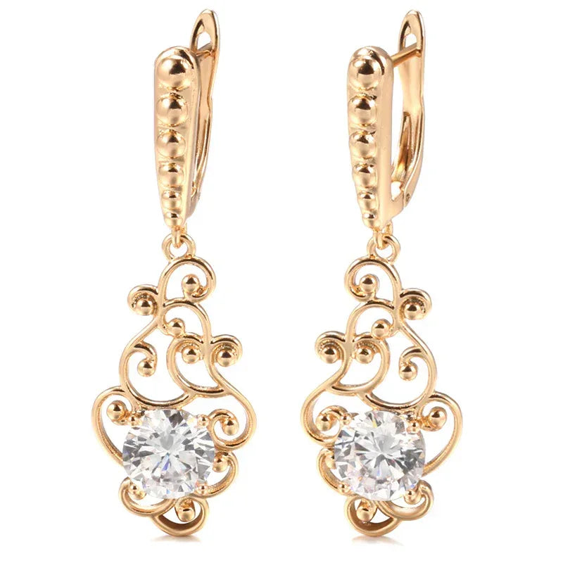 long-pattern-zircon-earrings - Viexta
