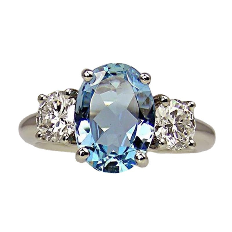 Fashion Oversized Aquamarine Ring