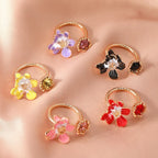 Zircon Ring Open Flower Index Finger Ring - Viexta