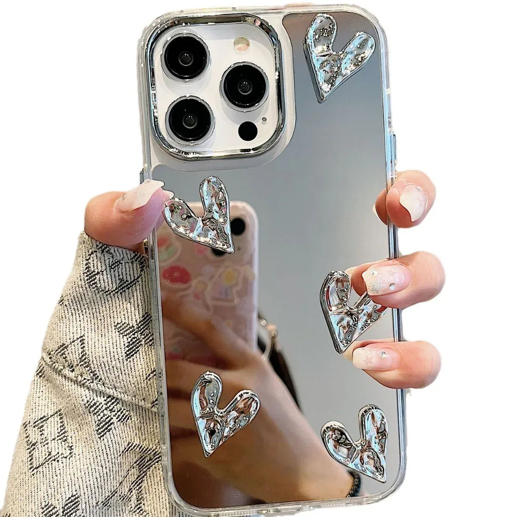 electroplating-pleated-three-dimensional-heart-iphone-case - Viexta