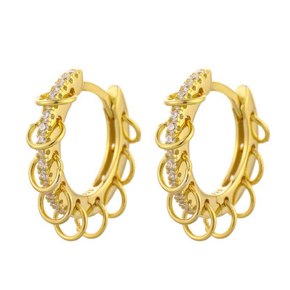 Diamond-embedded Gold-plated Versatile Earrings