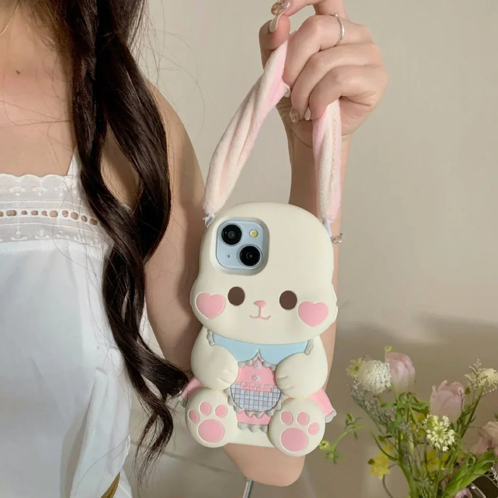 Plush Button Ear Cute Rabbit iPhone Case - Viexta