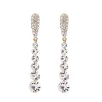 Sterling Silver Rhinestone Tassel Earrings - Viexta