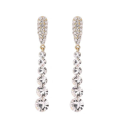 Sterling Silver Rhinestone Tassel Earrings