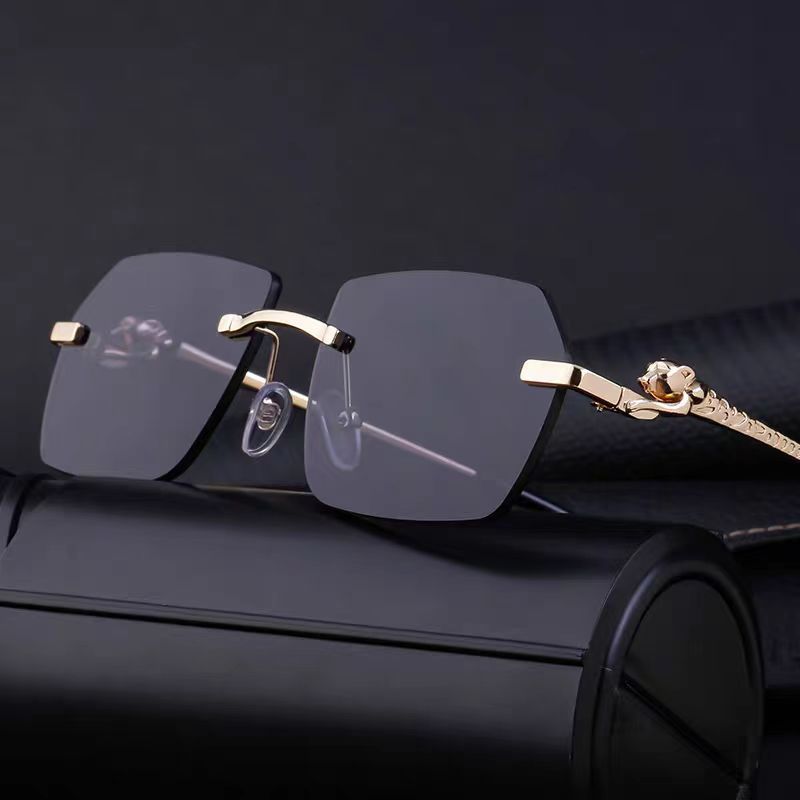 Frameless Trimming Leopard Sunglasses For Men And Women