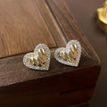 Fashion Pleated Heart-shaped Zircon Earrings - Viexta