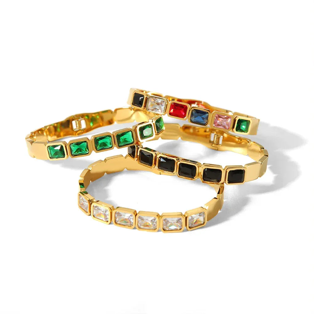 18K Gold Inlaid Zircon Bracelet - Viexta