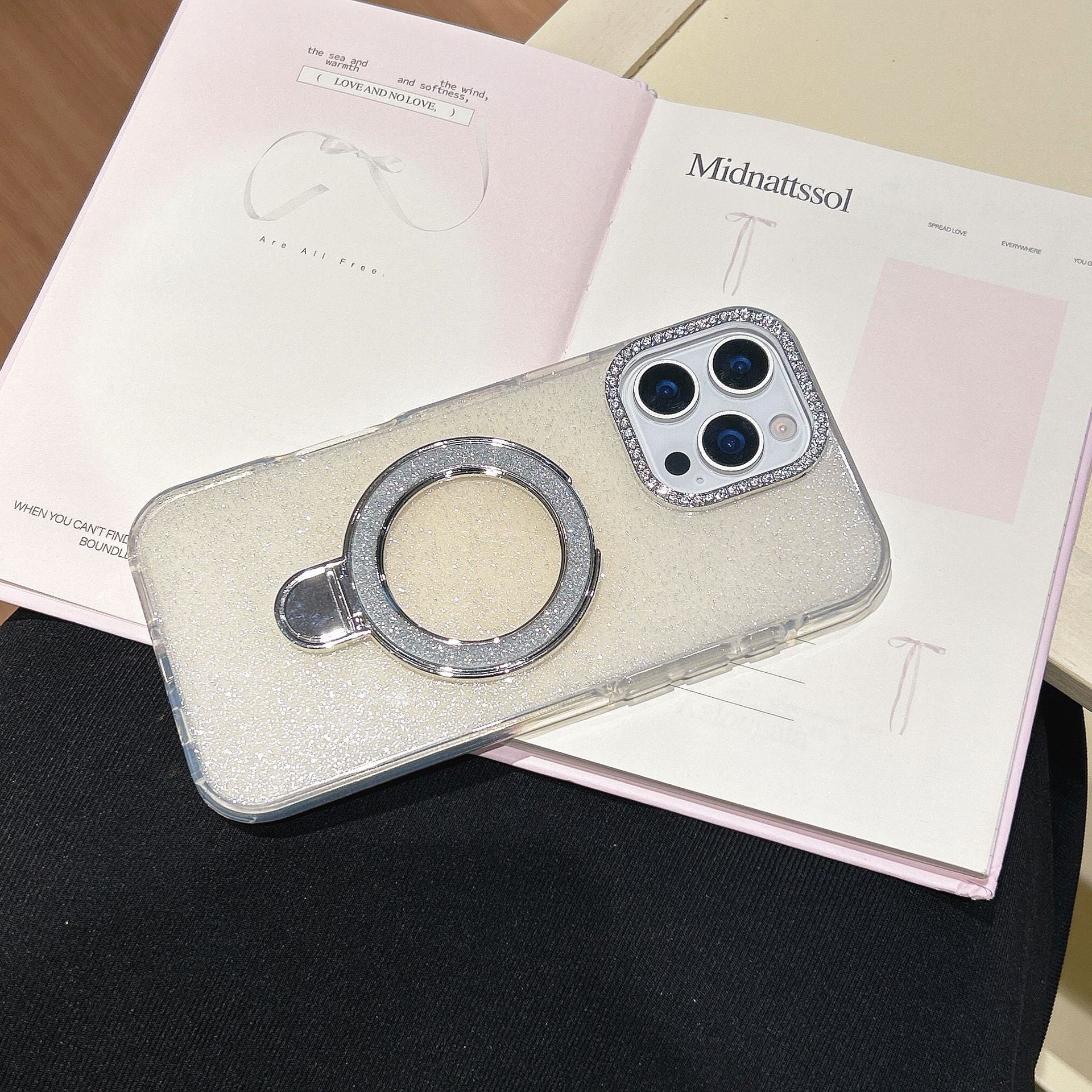 Epoxy Gradient Glitter With Rotating Bracket iPhone Cases