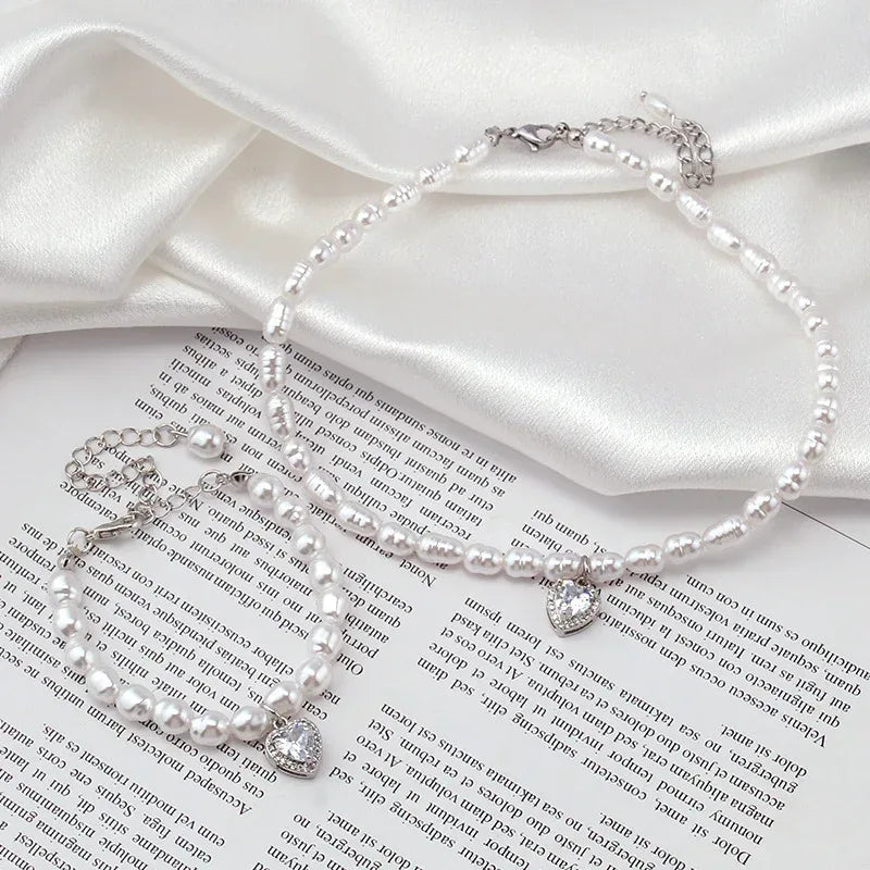 Irregular Shaped Baroque Pearl Bracelet Necklace - Viexta