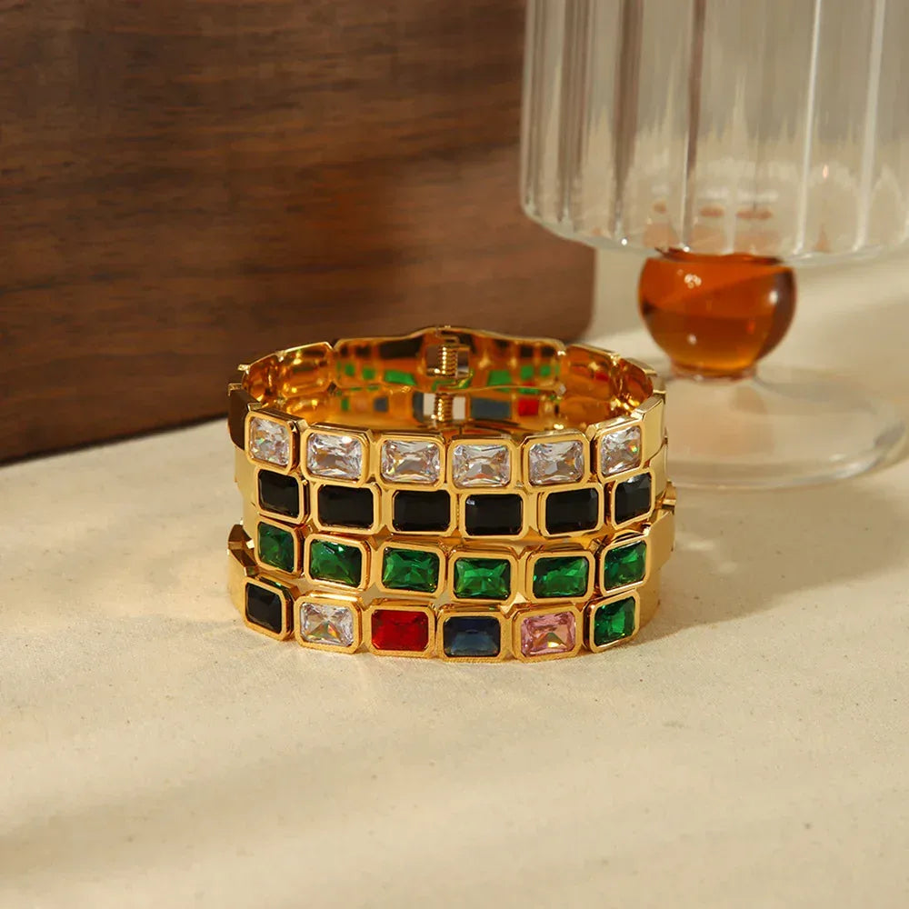 18K Gold Inlaid Zircon Bracelet - Viexta