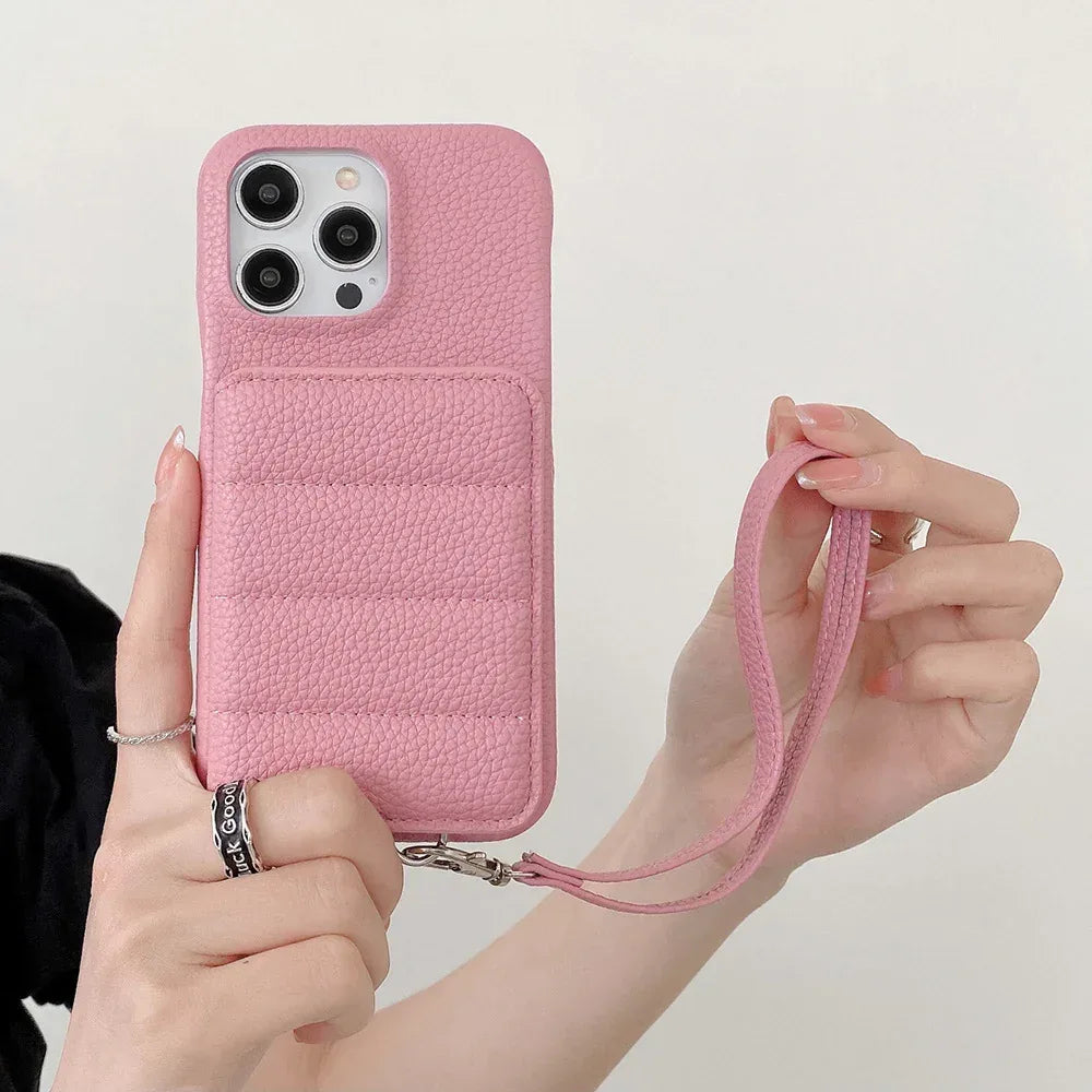 Drop-resistant Leather Down Card Holder iPhone Case - Viexta