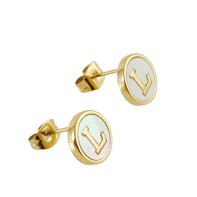 Titanium Steel 26 English Alphabet Letter Studs - Viexta