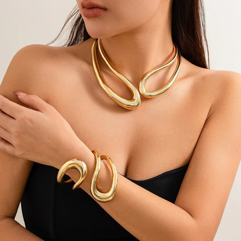 Glossy Ring Retro Hollow Bracelet/Necklace - Viexta
