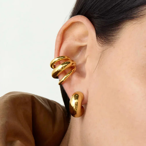 18K Stainless Steel Three-layer Ear Clip - Viexta