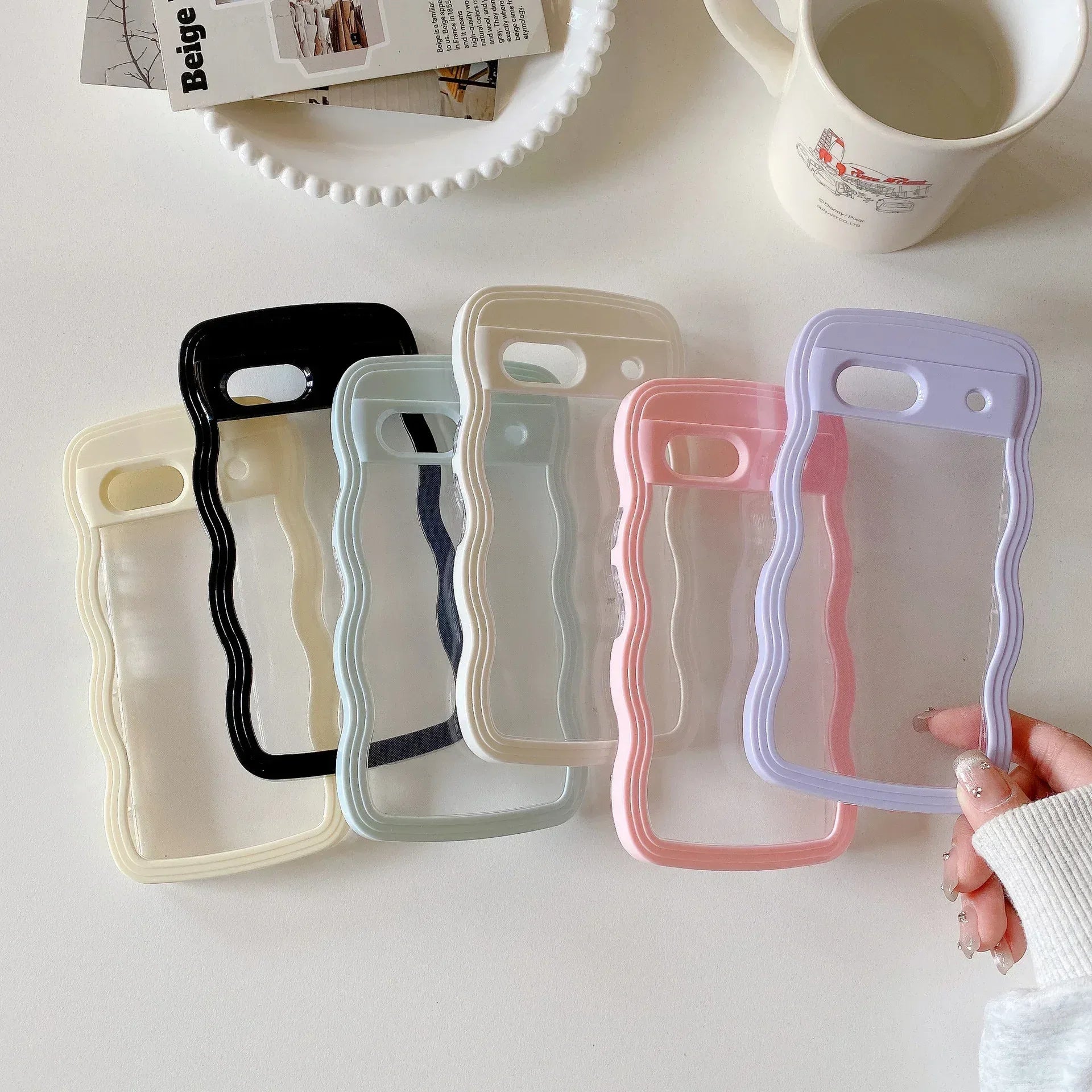 Two-in-one Wave Shell Transparent Google Pixel case - Viexta