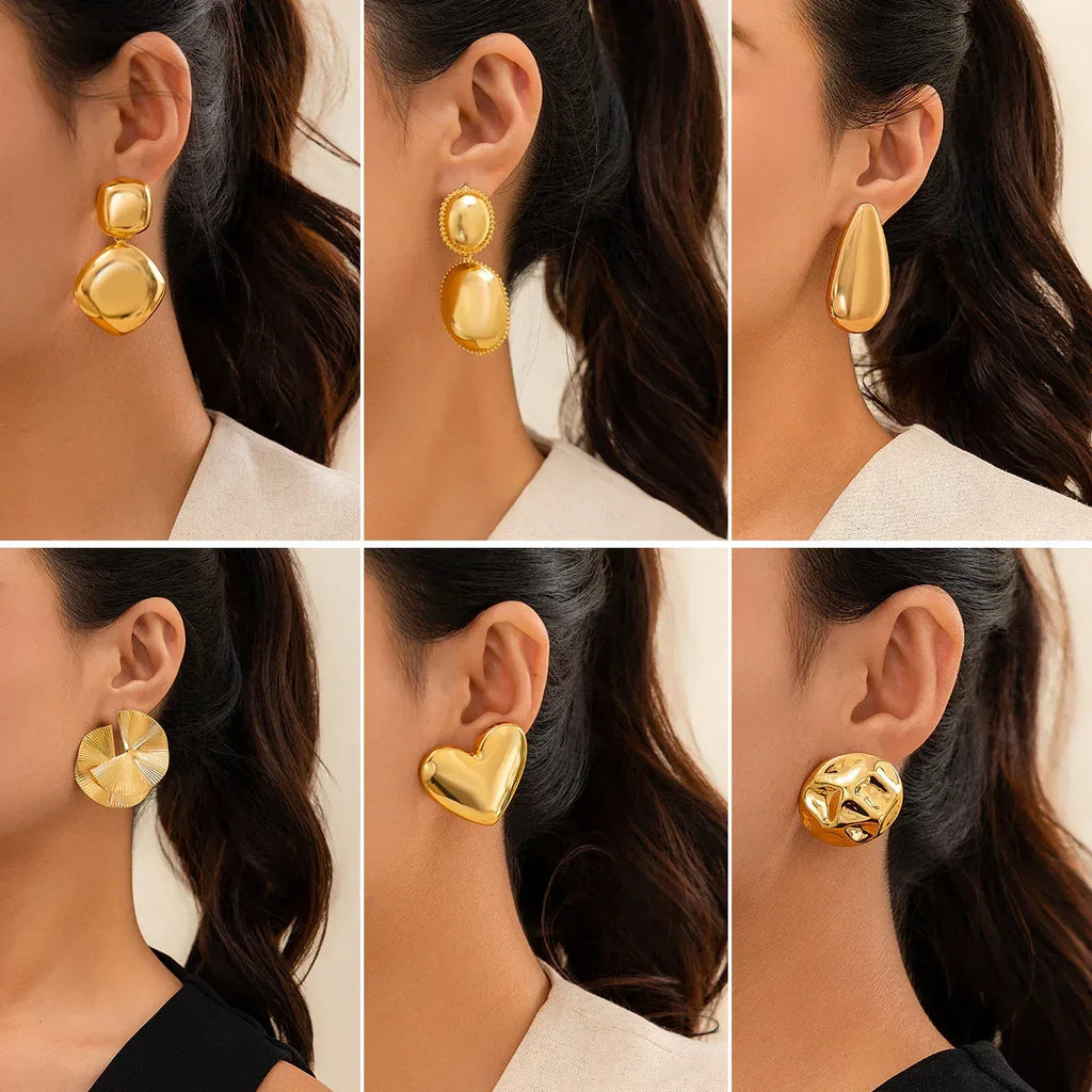 Glossy Water Drop Stud Earrings - Viexta