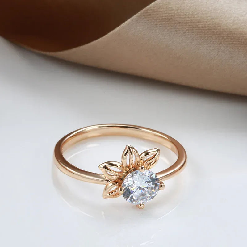 Rose Gold Petal Ring For Women - Viexta