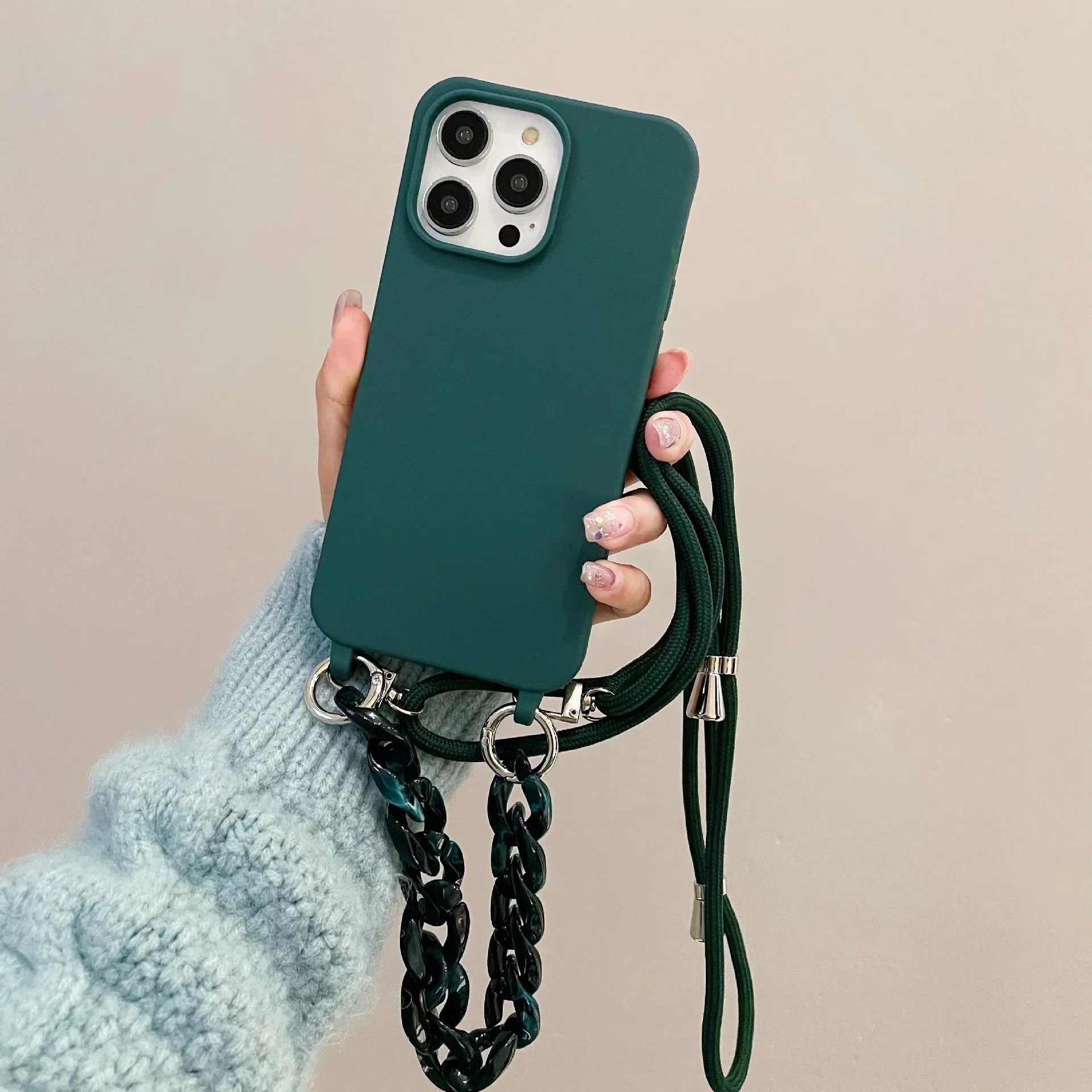 Candy Color Chain Lanyard Soft Lanyard iPhone Case - Viexta