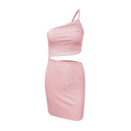 Niche Shoulder Drawstring Dress - Viexta