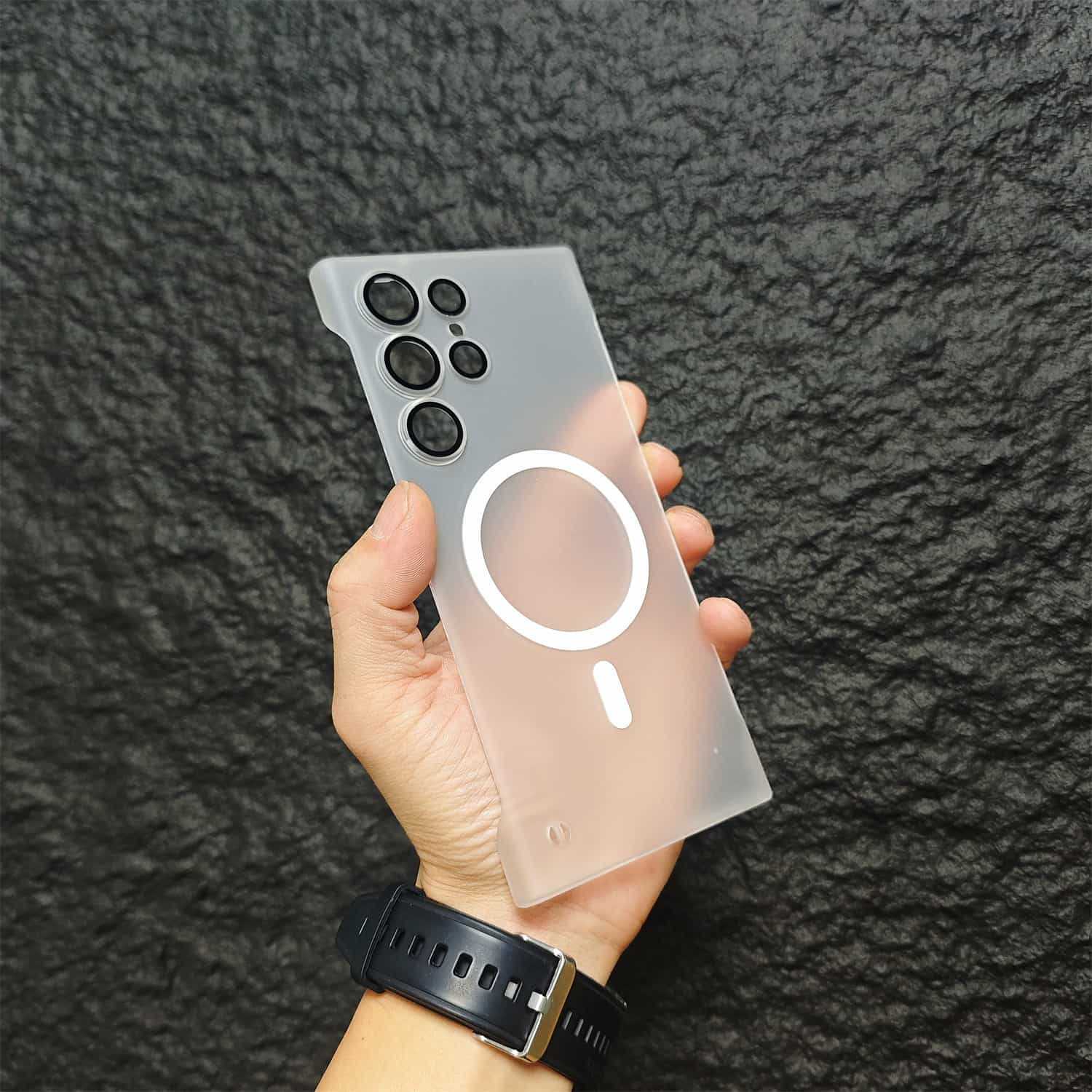 Frameless Magnetic Suction Lens Protector Frosted Samsung Case