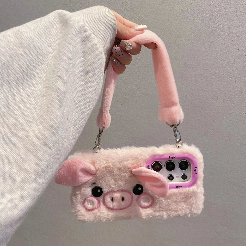 Plush Cute Piggy Samsung Phone Case With Bracket - Viexta