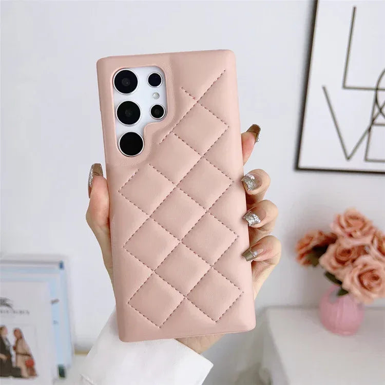 Diamond Plaid Samsung S Series Leather Phone Case - Viexta