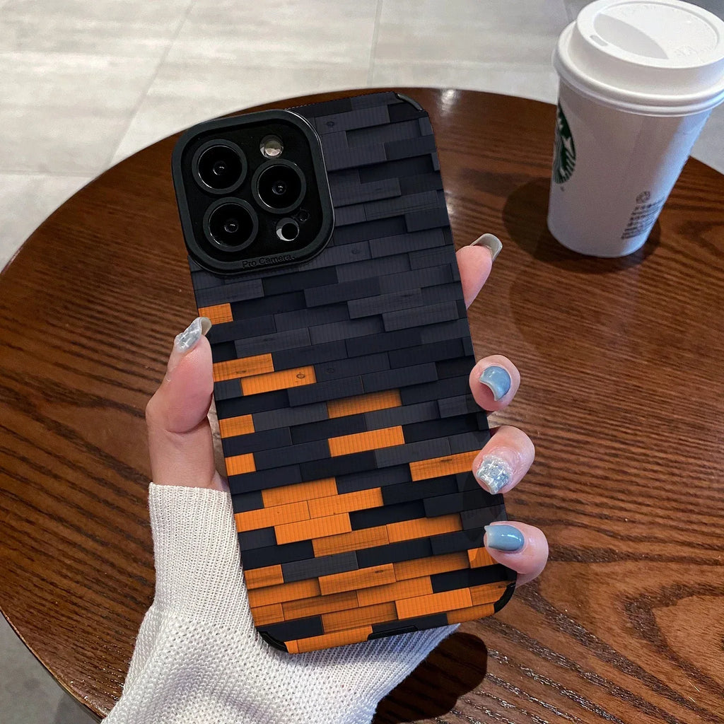 orange-black-stitching-iphone-case - Viexta