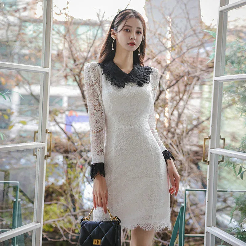A- Line French Lace Dress Women - Viexta
