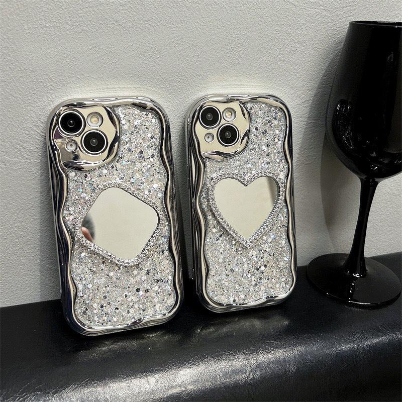 Heart Shape Mirror Sequins iPhone Case - Viexta