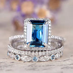 Sea Blue Zircon Engagement Wedding Ring - Viexta