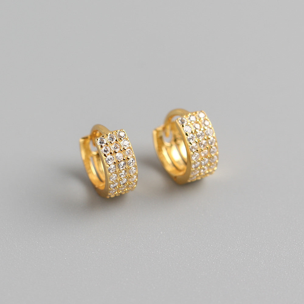 Diamond-embedded Gold-plated Versatile Earrings