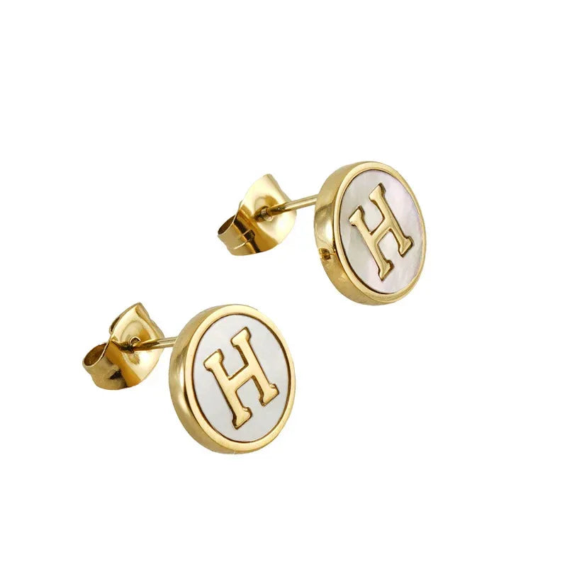 Titanium Steel 26 English Alphabet Letter Studs - Viexta