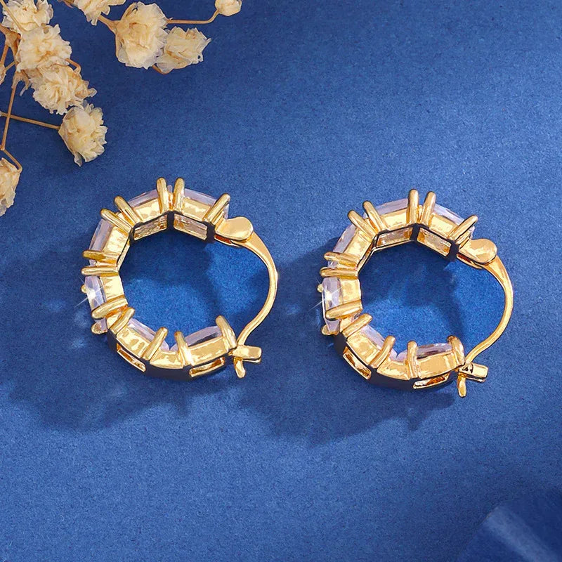 Micro-inlaid Square Zircon Earrings - Viexta