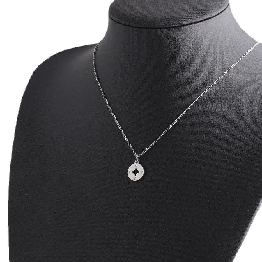 Stainless Steel Round Mirror Necklace - Viexta