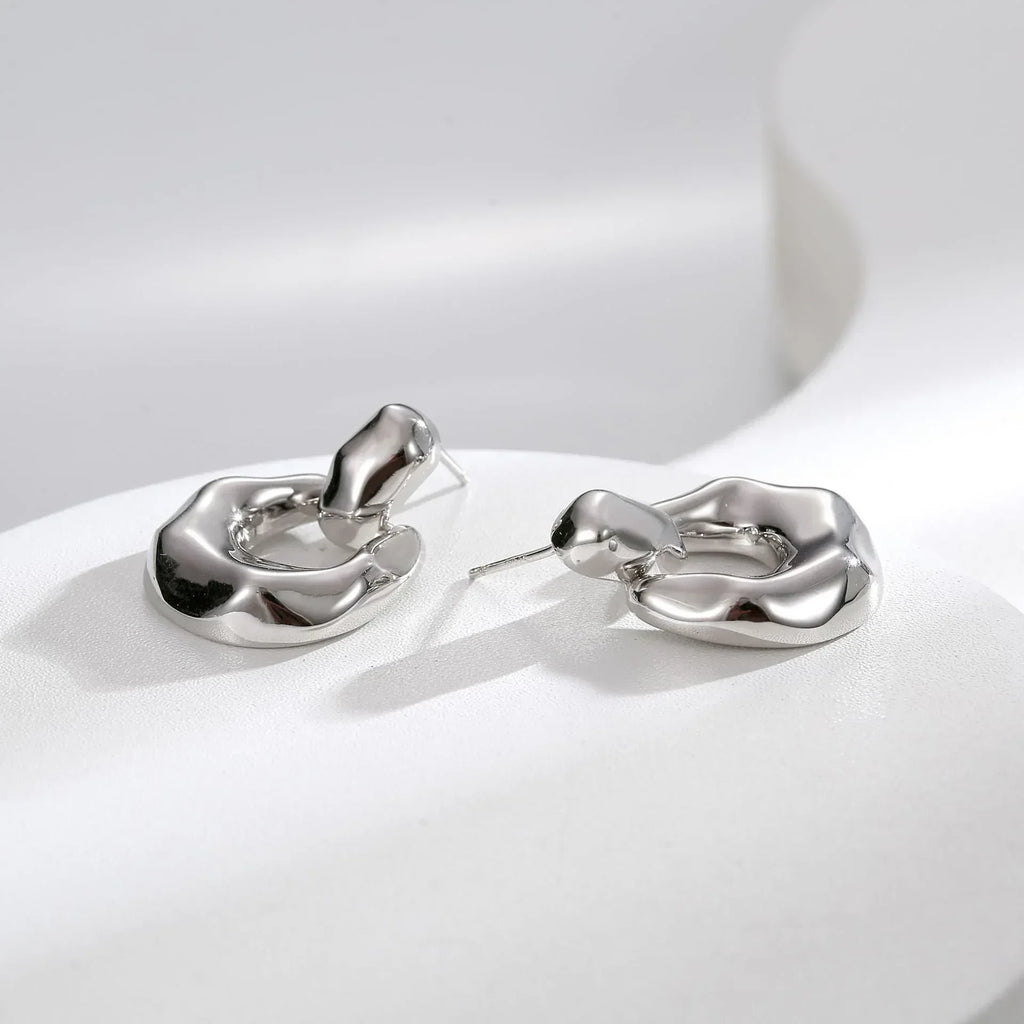 18K Retro Irregular Three-dimensional Geometric Stud Earrings - Viexta
