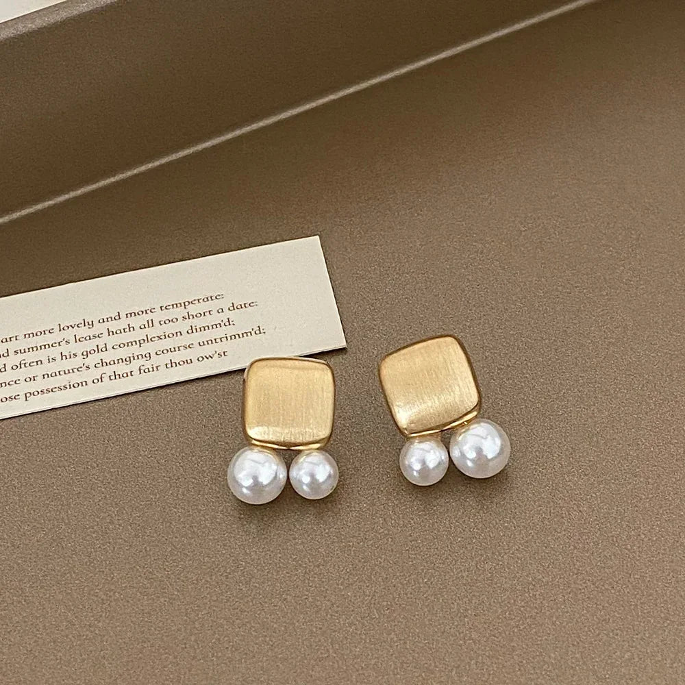 Brushed Metal Stud Earrings - Viexta