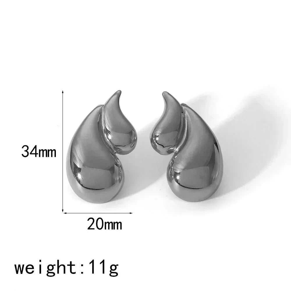 18K Double-layer Water Drop Stainless Steel Earrings - Viexta