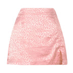 Leopard Print High Waist Slit Short Skirt - Viexta