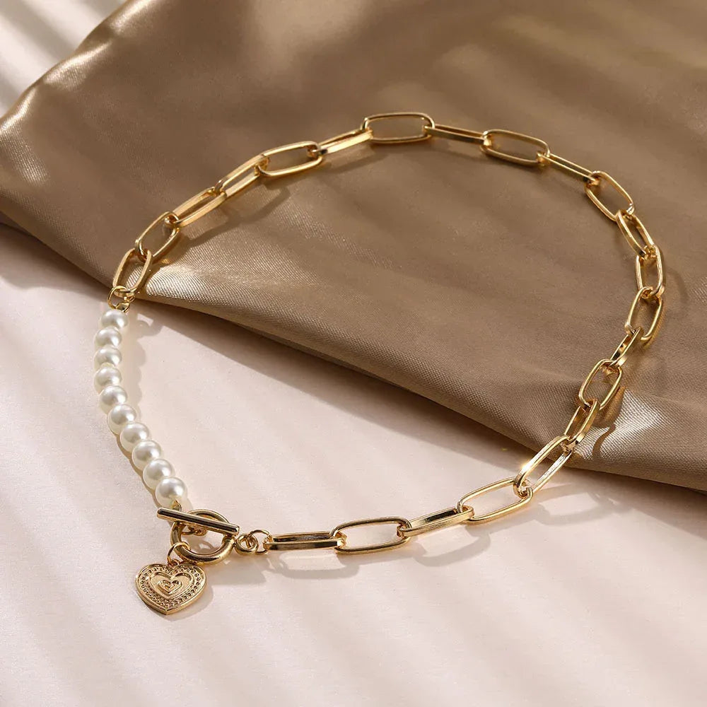 Fairy Temperamental Pearl Love Necklace - Viexta