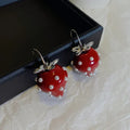 Small Tea Red Strawberry Pearl Resin Earrings - Viexta