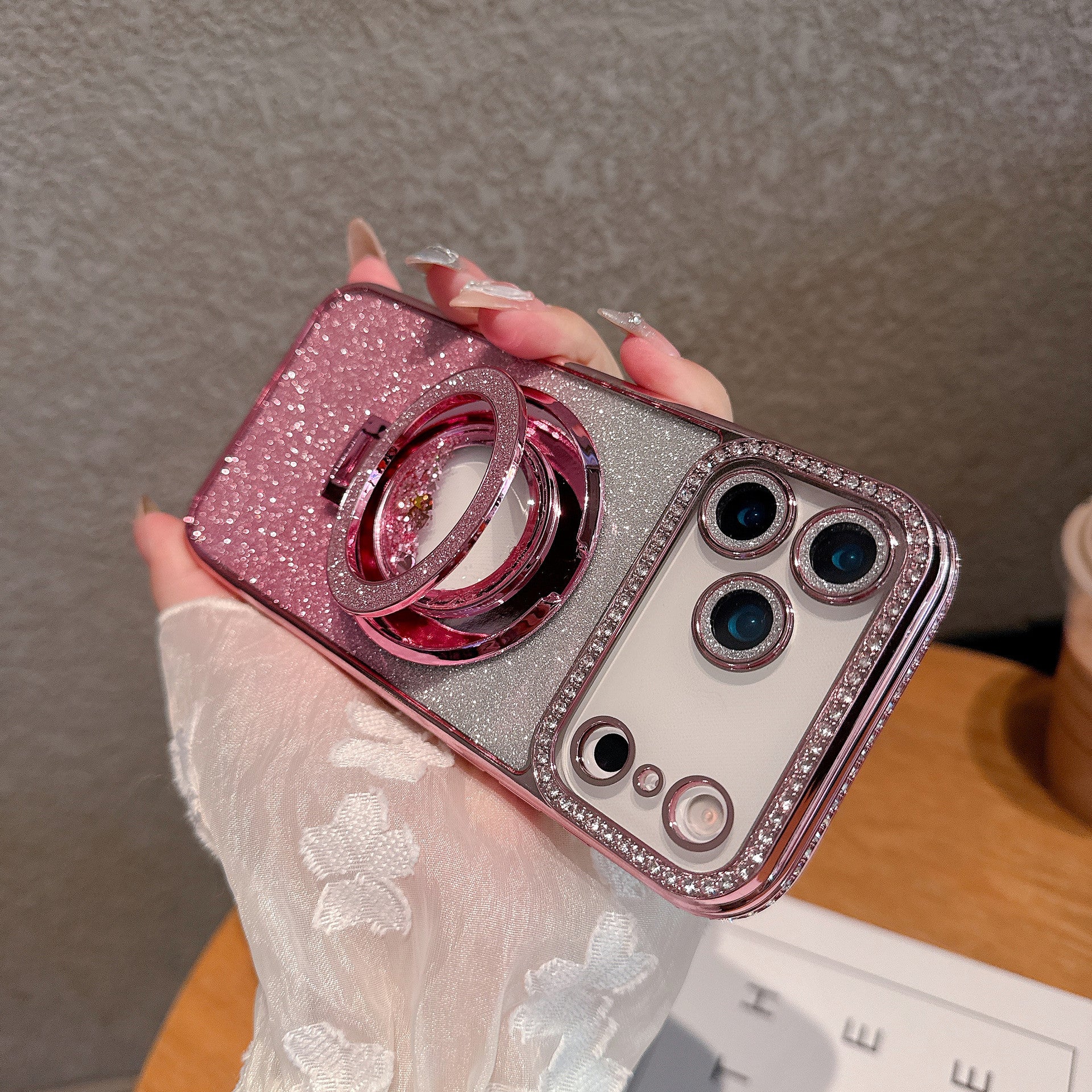 Edge Diamond Magnetic Quicksand Bracket Drop-resistant iPhone Case